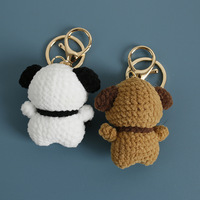 Offre Spéciale Porte-clés Ornement Chien à Grandes Oreilles en Peluche Fait Main au Crochet et Tissé en Fil, Style Dessin Animé