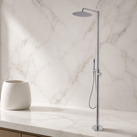 Robinet électrique en acier inoxydable à poignée unique, colonne de douche extérieure avec cartouche céramique, jet pluie chaud/froid, fixation murale