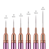 Set de 6 Pinceles de Gel Metálicos Púrpura de Lujo para Arte de Uñas, con Mango Metálico Profesional, para Diseño, Pintura y Dibujo DIY