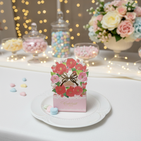 Boîte à dragées en forme de couronne florale rose avec inscription « Célébrez avec nous » – Décoration de fête pour mariage et anniversaire