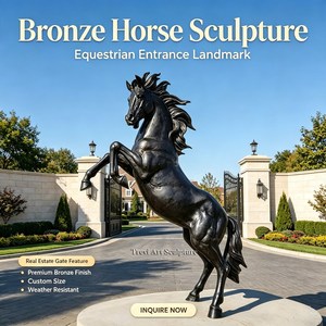 Scultura di Cavallo in Bronzo a Grandezza Naturale, Statua Equestre Personalizzata per Ippodromo, Ranch, Giardino, Esterni, Produttore all'Ingrosso - Product Image 2