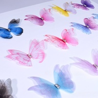 Pinzas para el cabello de mariposa con purpurina de estilo dulce, pasadores de tela con cristal de diamantes de imitación para fiesta de niñas, accesorios elegantes para el cabello