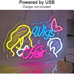 Wigs & Hair Letreros Neon LED dimmable USB powered ambient <b>light</b> store <b>window</b> decoration <b>light</b> street indicator <b>light</b> Customized - Product Image 3