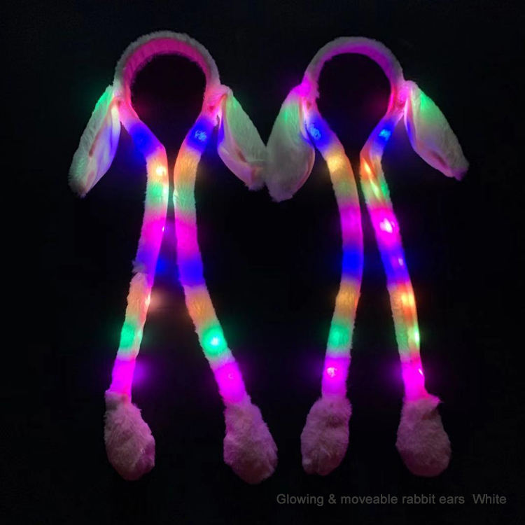 Brillante y Movible Orejas de conejo Blanco