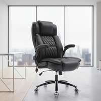 Chaise de bureau moderne à hauteur réglable, rembourrage supplémentaire, ergonomique, dossier haut, robuste, en cuir PU, pivotante, accoudoirs rabattables