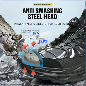 Chaussures de sécurité OEM en gros transfrontalier, confortables, respirantes en maille, résistantes à l'usure, avec embout en acier anti-écrasement, pour toutes les saisons - Product Image 3
