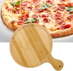 Bandeja <span class=keywords><strong>de</strong></span> Bambú para Pizza con Textura Clara, Asa Curva, Plato Redondo para Servir Pizza en Casa (10 Pulgadas para Pizzas <span class=keywords><strong>de</strong></span> 9 Pulgadas) - Product Image 2