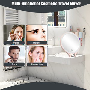 Espejo de tocador de viaje plegable portátil, luz LED de 3 colores, 10X de aumento, escritorio recargable, LED ajustable de doble cara - Product Image 2