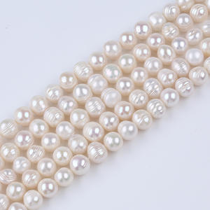 Perles d'eau douce Zhuji 9-10 mm, perles blanches, perles à poinçonner pour collier et bracelet DIY, vente en gros de perles d'eau douce en vrac - Product Image 2