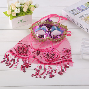 Nouveau design – Voile de cosplay pour femmes et enfants, masque demi-visage avec voile à sequins - Product Image 4