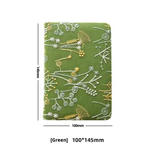 Bloc de notas bordado cubierto de tela A6, 100 hojas, cuaderno pequeño portátil, diario con líneas horizontales en blanco, planificador - Product Image 6