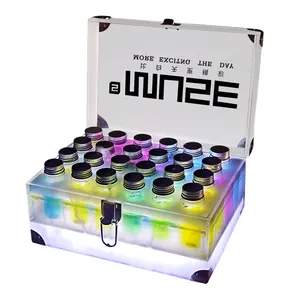 Caja de Cubitera de hielo cuadrada iluminada, 24 botellas de acrílico, LED