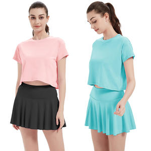 NOVEDAD DE VERANO 2024, conjunto deportivo de dos piezas Coolections para mujer, ropa de tenis y Golf con logotipo personalizado, camisa elástica de secado rápido y minifalda - Product Image 6