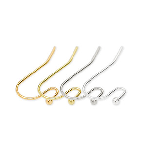 <b>S</b>-Shaped Ear <b>Hooks</b> Gold Plated Copper With Beads For Earring Making DIY Jewelry Findings Components - Product Image 3