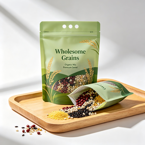 Wholesome Grains Organic Mix Premium Cereal Stand Up <b>Pouch</b> Zipper Top Resealable Food Grade Packaging - Product Image 5