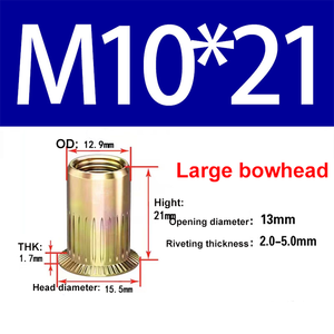 Nhà máy thép không gỉ lớn bowhead ren chèn Đầu chìm có khía nutsert vít mù đinh tán NUT - Product Image 2