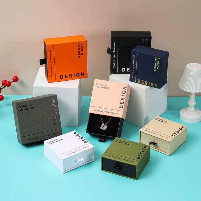 Wholesale Premium Handmade Embossed Drawer Jewelry Case Packaging Cardboard Custom Logo Identity Small Square Luxury Earring Box