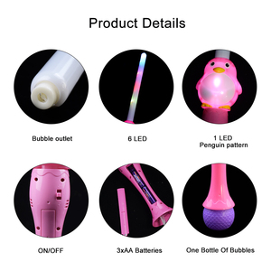 Épée à bulles en plastique LED lumineuse avec musique et design pingouin, fonctionne sur piles - Product Image 6