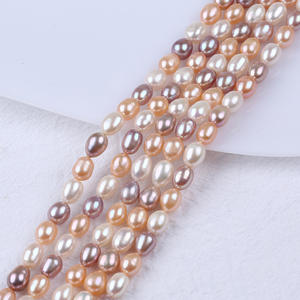 Perles de riz d'eau douce naturelles blanches de 7-8 mm en gros de Zhuji, forme de mètre, trou droit, matériaux faits à la main pour le bricolage - Product Image 5