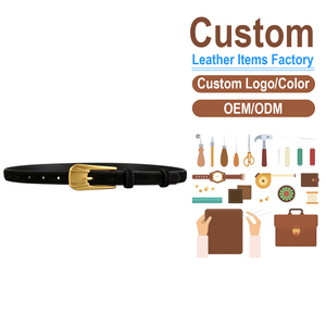 Cinturón Delgado de Cuero Genuino para Mujer, Diseño Exclusivo de Lujo con Hebilla de Anillo Dorado - Product Image 2