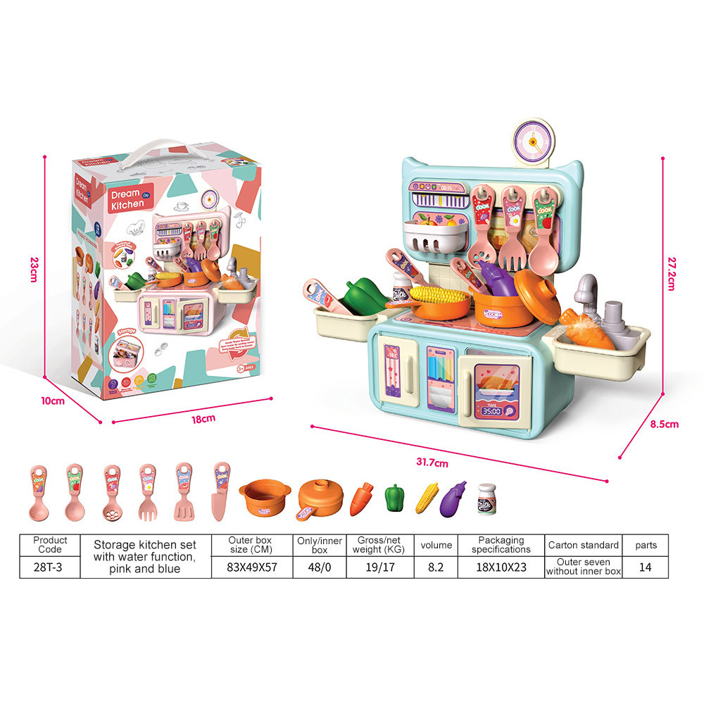 Mini cuisine de rangement 28T-3-Water-Out [Rose Bleu] - Boîte de couleur anglaise