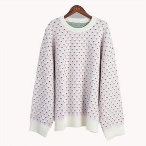 Suéter de Punto Casual con Estampado de Fresas para Otoño, Nuevo, Cuello Redondo, Holgado, Personalizado con Estampado para Mujer - Product Image 5