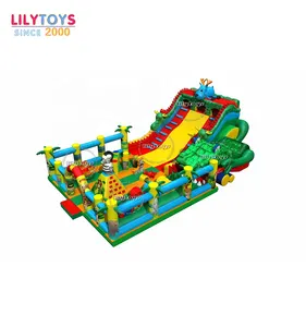 outdoor inflatable playground fun city amusement park with slide, dragon inflatable high slide