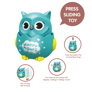 EPT Promotion 1 Dollar Items Toys 360 Rotated Running Fast 4 Color Owl Press and Go Sliding Cute Animal Kids Car Toy