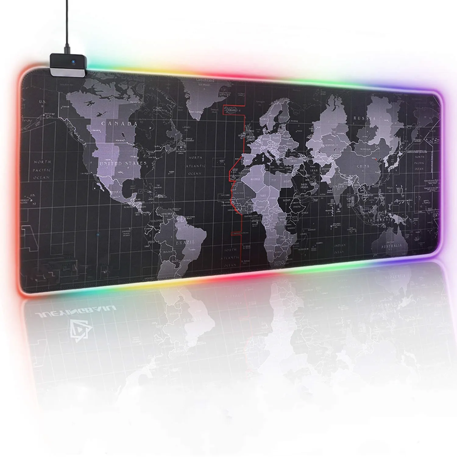 Mapa do mundo confortável grande tamanho led iluminação colorida rgb luminescente gaming mouse pad