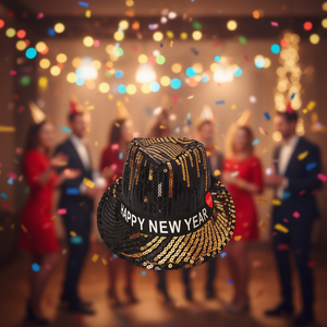 Sombrero iluminado de Año Nuevo 72PC/CS Sombrero de fiesta de algodón y PVC a rayas Aplicable para deportes y ocasiones navideñas - Product Image 2