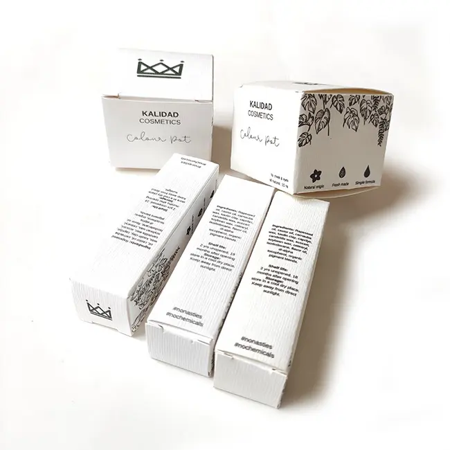 สร้างฟรีตัวอย่าง Art กระดาษสีขาวที่กำหนดเองกล่องเครื่องสำอางสำหรับ Skincare ผลิตภัณฑ์