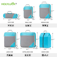6 pièces Cubes d'emballage de compression ensemble mode organisateurs de bagages voyage valise sacs de rangement étanche pliable organisateur