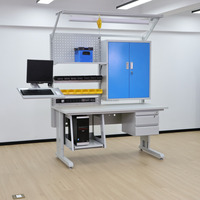 Mesa de Trabajo ESD Modular Detall, Mesa de Trabajo Antiestática, Marco Superior Expandible, Riel para Herramientas, Regleta de Alimentación