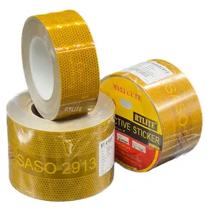 4INCH *25M 50M Saudi Arabia Reflective Conspicuity Yellow Retro Reflex Reflector Reflect Tape SASO 2913