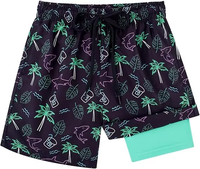 Shorts de bain décontractés d'été personnalisés avec logo, respirants, imperméables, séchage rapide, en polyester et élasthanne tissé, imprimé rayé, avec cordon de serrage