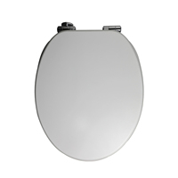Siège de toilette en MDF avec charnières chromées, antidérapant et antibactérien, facile à nettoyer pour toutes les toilettes