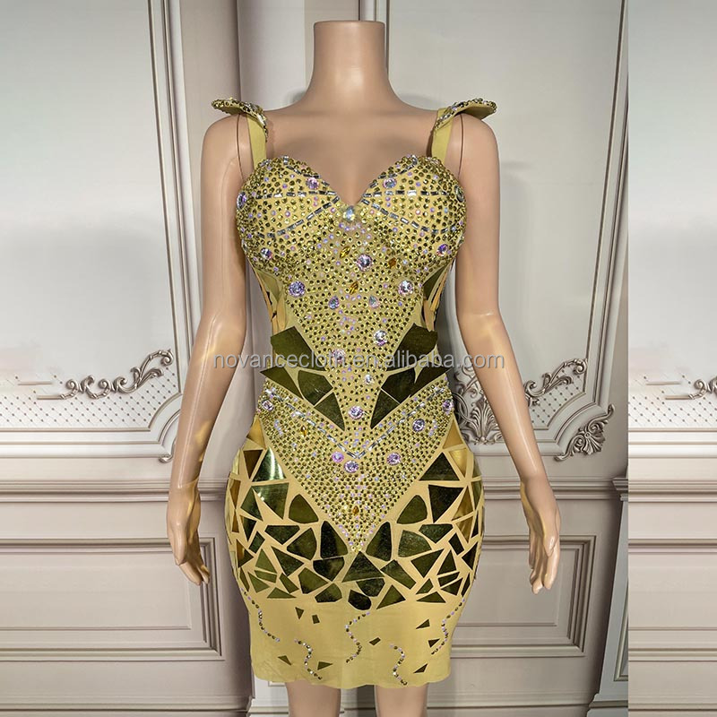 satin pleated dress Gorgeous Long Gold Mermaid Lace Sleeveless Sexy Prom Dress – misshow.com
