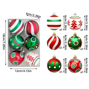 Wholesale 6cm Painted <b>Christmas</b> Baubles 6 Pieces Transparent <b>Box</b> Pack Xmas Tree Hanging Ornaments Holiday Decor - Product Image 4