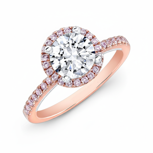 Magnifique bague de fiançailles en or rose massif 14K avec diamants naturels-Bagues en diamant de qualité supérieure - Product Image 2