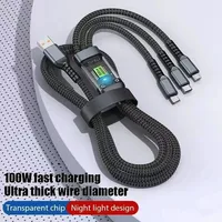 Harga Pabrik Kabel USB Pengisian Cepat LED 5A Universal 100W Bercahaya di Malam Hari, Tembaga Murni untuk Ponsel, Printer, Komputer, Android-Type-C