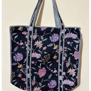 Sac fourre-tout matelassé en coton pour femme, imprimé floral personnalisé, ensemble de sacs de marché et sacs à bandoulière, prix de gros - Product Image 1