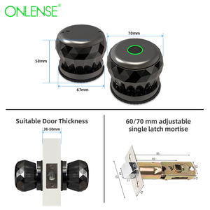 Onintelligent akıllı gizlilik kapı kilidi siyah elektrikli parmak izi topuzu kilit şifre dijital sürgü Tuya anahtarsız kilit - Product Image 5