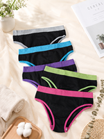 Braguitas de bikini de encaje para mujer al por mayor, de talle medio, alta elasticidad, con ribete en contraste, ropa interior sexy bordada de secado rápido para adultos
