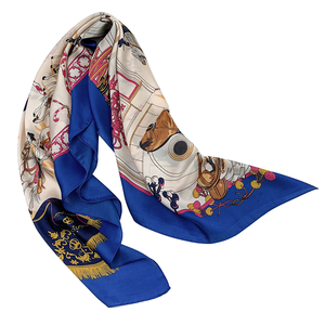 女性用シフォンスカーフ90x 90cm高級馬プリントスクエア2020 - Product Image 5