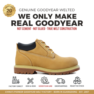 Chaussures de travail basses Goodyear Welt pour hommes en cuir véritable Nubuck blé, à lacets, antidérapantes, de sécurité et décontractées OEM ODM - Product Image 1