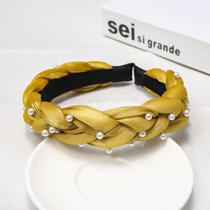 Nouveau Design coréen bandeau de cheveux de haute qualité clouté à la main perle bandeau de cheveux tressé coiffe colorée à la mode pour femmes - Product Image 4