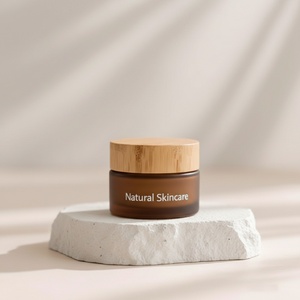 Support Customized LOGO 30g 50ml 100ml 200ml <b>Empty</b> Bamboo Lid Amber Clear Frosted Face Body Cream Cosmetic Glass Cream <b>Jar</b> - Product Image 6