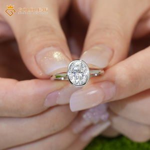 Anillo de Plata de Ley Chapado en Oro con Moissanita de Corte Ovalado para Mujer, Certificado por Terceros, para Uso Diario o Bodas - Product Image 5