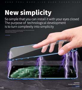 Marco de Metal de vidrio templado transparente HD, protección de doble cara, funda magnética para teléfono <span class=keywords><strong>360</strong></span> para <span class=keywords><strong>iPhone</strong></span> 12 11 Pro Max XS XR <span class=keywords><strong>SE</strong></span> - Product Image 3