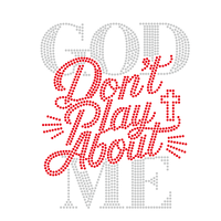 Transfert de strass thermocollant éco-responsable God Don't Play Me pour vêtements et chaussures, appliques de strass brillantes